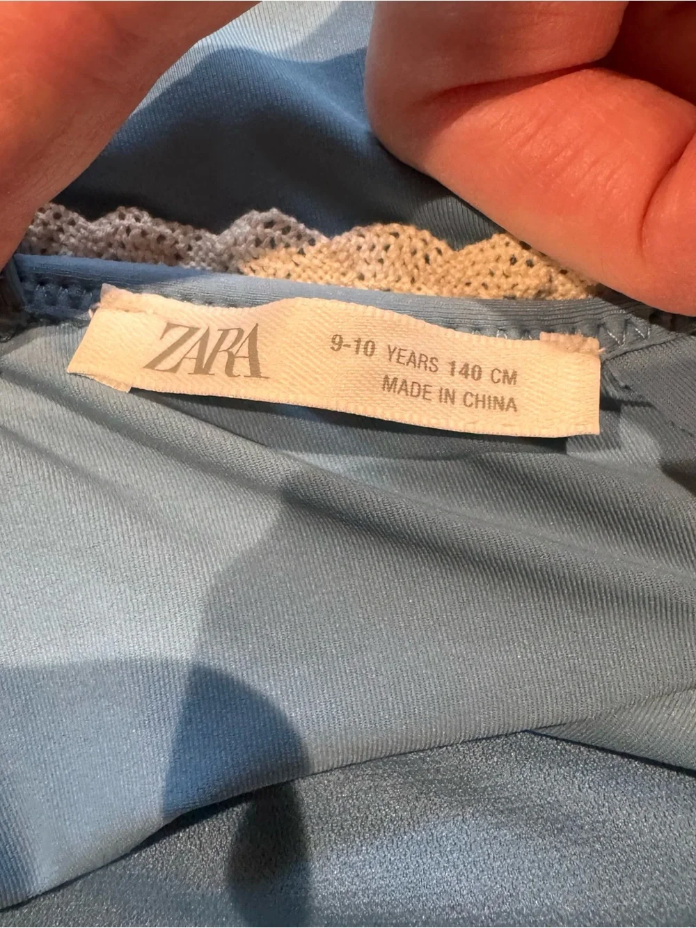 Zara Light Blue Camisole with Cream Lace Trim